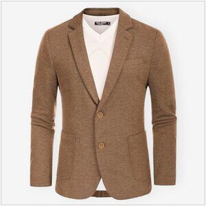 Paul Jones Casual Knit Blazer Suit Jacket Two Button Lightweight Brown NWT NEW M